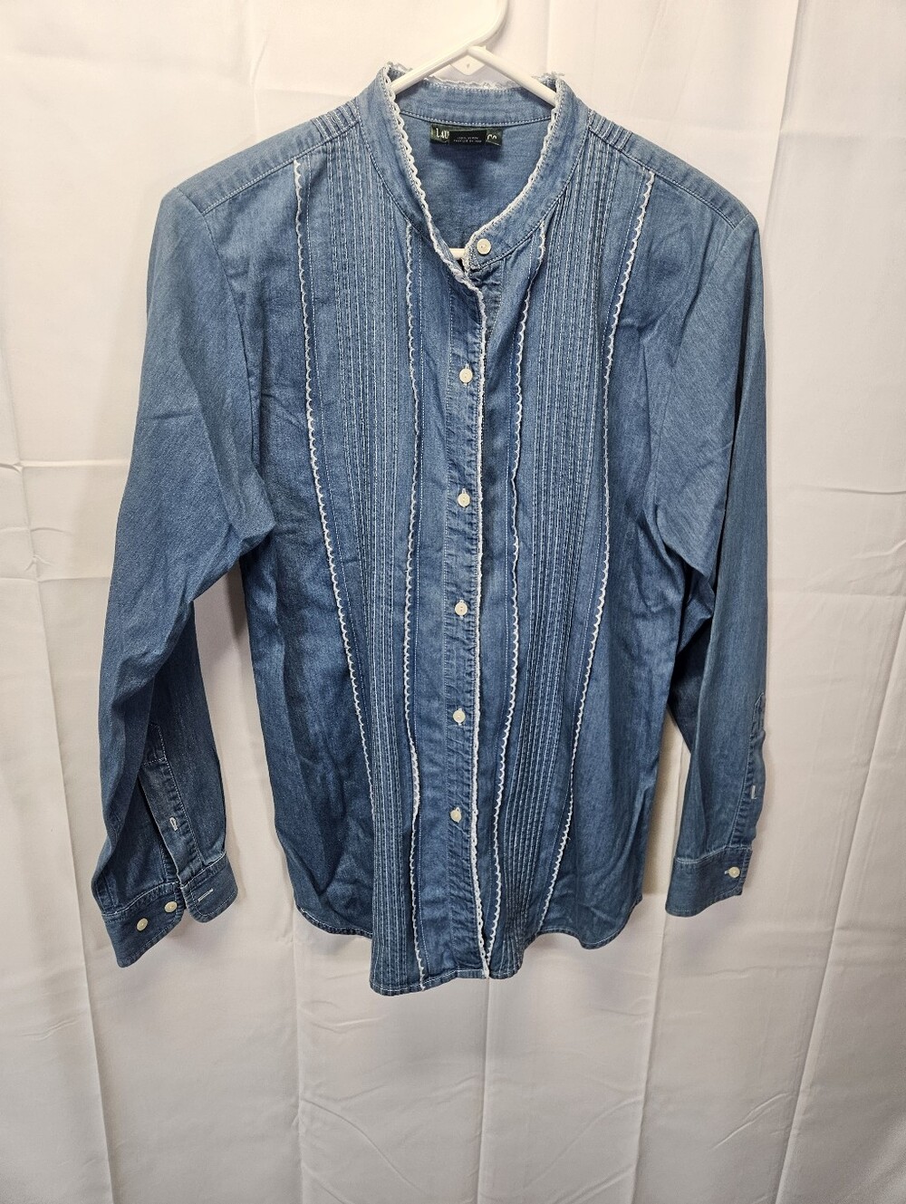 Ralph Lauren Denim Button-Up Shirt with Pintuck Front